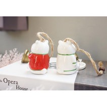 하트 스웨터 곰돌이 장식용 벽걸이 종2P 민속주점소품, 레드