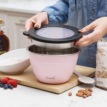 (스웰 공식 온라인스토어) 대용량 스텐 샐러드볼 1.900ml, 핑크 토파즈, 1개
