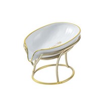 보니하우스 고급 메탈 비누 홀더 받침대 세트, 화이트