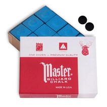 Master Chalk 당구 풀 큐 초크 프리미엄 품질 - 12개 - 미국 제조 + 당구 테이블 스팟 2개 (스카이 블루), Sky Blue