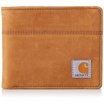 Carhartt 남성용 새들 레더 비폴드 지갑 브라운191406