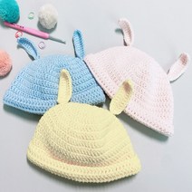 아기 토끼 신생아 뜨개 모자 DIY 동영상 패키지 키트 계묘년 흑토끼띠 태교 코바늘뜨개, 727진보라