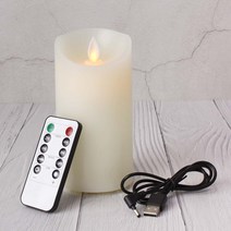 젤센 무선 충전 흔들리는 파라핀 LED 촛불 양초 조명 리모컨 세트 / 초 캔들 티라이트 파티 프로포즈 생일 무드등, 대_7.5x15cm