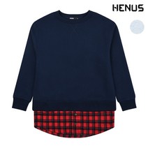 헨어스 여성 체크 셔츠 레이어드 맨투맨 티셔츠 HTC853