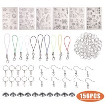 슈링클스종이 열수축 플라스틱 작아지는 마술 마법 종이 키링 만들기 156pcs 내구성 열 수축 플라스틱 시트 키트 수축 종이 구멍 펀치 키 체인 열쇠 고리 diy 드로잉 아트