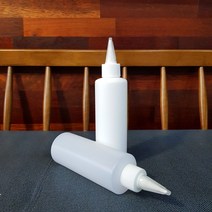 다담 HDPE 200ml 원통 뾰족캡 용기 리필 공병 소스 양념 미술 물감 세차 소분 통, 흰색 용기+검정 뾰족캡(일체형)