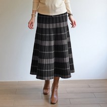 데일리앤 밴딩 체크 니트 롱 스커트 팬시