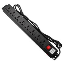 멀티탭1U PDU 8 콘센트 금속 전원 스트립 서지 보호기 250V 10A 2500W 19 인치 서버 랙에 대 한 긴 연장 코, 01 Black_01 Universal, 01 Tabletop Socket