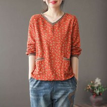 뉴타임즈 여성 린넨 잔꽃무늬 셔츠 NO219Z