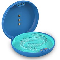 리테이너 케이스 VEAMOR Invisalign 케이스 홀더 덴탈 브레이스 케이스 슬림 배터리 전원 Invisalign Aligner 2팩 - 바이올렛, Blue