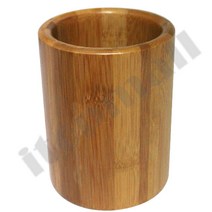 대나무 원통형 수저통 10x13cm 물빠짐 숟가락 통 용 꽂이 원목 나무 수납, 단품