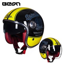 반모헬멧 BEON 오토바이 헬멧 레트로 반 더블 렌즈 3/4 오픈 페이스 capacete 빈티지 카스코, [03] XL, [04] 14