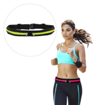 그게모지 벨크로 러닝벨트 핸드폰수납 힙색, 옐로우