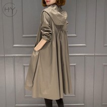 여자 트렌치코트 봄여름 후드 중 무릎까지 오는 롱 래시가드 루즈한 빅사이즈 여자 트렌치코트 코트 밖세트 ST04 A29