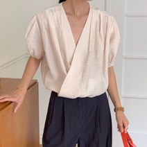 [바보사랑] 러비 핀턱 반팔블라우스