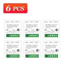 6pcs 미니 와이파이 스마트 스위치 16A2way 제어 타이머 무선 홈 오토메이션 Tuya 알렉사와 호환 Google, 06 6pc