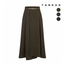 [탱커스] 여성 벨티드 뒷 밴딩 랩 롱 스커트