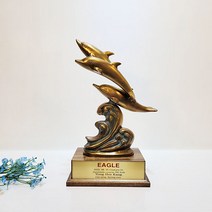 브론즈아트공방 돌고래 3마리 상패 청동 황동 공예품 감사패 기념패 공로패 축하패 골프상패