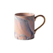 까사무띠 마블 골드 핸들 머그컵 350ml, 살구, 2개