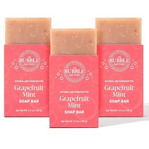 The Bubble Factory 자몽 민트 - 미국에서 수작업으로 제작 팜 오일 프리 천연 비누 바 3개
