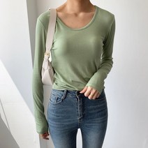 봉시스터즈 골지브이긴팔티셔츠 브이넥 긴팔 긴소매 이너티 레이어드티 기본티 무지티