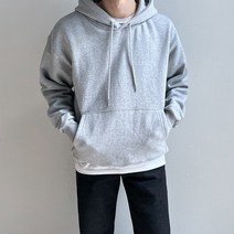 키작은 남자 남여공용 오버핏 기모 스웻 무지 후드티