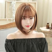 단발가발 시크가발 여성가발(망포함) 단발가발 여자통가발 생머리통가발 패션가발 가발, 슈 통 가발-자연블랙(망 있음), 단일옵션