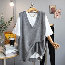 더다다 브이넥 루즈니트조끼