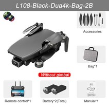 새로운 2022 L108 프로 Gps 드론 HD 4K 카메라 2 축 짐벌 전문 2000M 이미지 전송 브러시리스 모터 RC Fold, 02 108 Black 2B BAG