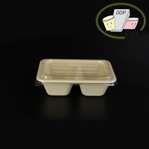 식품포장용기 친환경 펄프 사각 2칸 도시락세트 650ml 50개