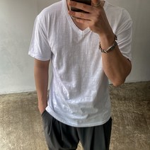 미꼬장 남자 티셔츠 쿨 워싱V넥 슬라브 반팔
