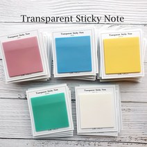투명 컬러 STICKY NOTE - 점착식 메모지 포스트잇 메모지 7.5x7 5cm, 블루