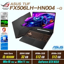 ASUS TUF FX506LH-HN004 + Win10 Pro Win11 Pro 포함 / 신모델 ASUS TUF F15 FX506HF-HN001 교체 발송, 32GB, 1025GB, 인텔 코어 i5 10300H, 본파이어 블랙