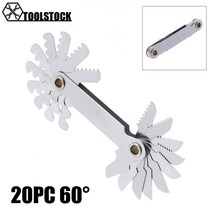 202428515258pcs 블레이드 55-60도 미터법 나사 나사 피치 게이지 측정, 20PCS 60도