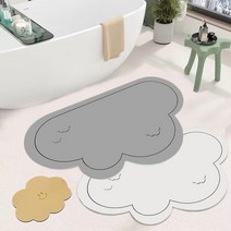 모모원 구름 규조토 발매트 2P세트+미니 테이블매트1P, 그레이+화이트세트