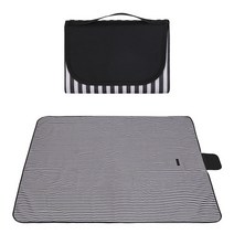 Forout 아웃도어 방수 휴대용 피크닉 매트 돗자리, 블랙 + 블랙 스트라이프