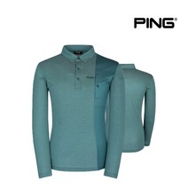 핑골프남성 컬러배색 베이직 핏 긴팔 티셔츠 P111A1TO003_GN, 100, GN
