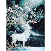 풍수 보석십자수 사슴 건강 장생 성공 재운 끌어모으는 길조 상서 고귀 신비로운 꽃사슴 동물 큐빅가득그림 집콕취미 집들이 개업선물 비즈 큐빅 수제공예 DIY키트 액자없음, 꽃사슴04번, 80*100CM