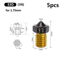 용접 팁 노즐 5pcs PTFE 코팅 MK8/E3D/화산 노즐 0.2-1.2mm 압출기 프린트 헤드 3D Ender3 Pro CR10/S 핫, 02 E3D-5pcs_01 0.2 미리메터