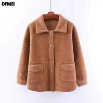DFMEI 봄가을 루즈핏 방수 밍크털 중장년 엄마옷 기모에 두꺼운 코트녀