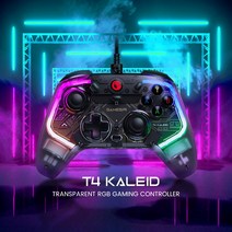 게임썰 T4 KALEID(t4k) 유선 게임패드 컨트롤러 PC 닌텐도스위치 안드로이드 투명색, 1개