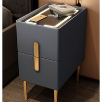 스마트 미니 침대 협탁 테이블 무선충전 램프 작은 침실 조명 무드등 일체형, 다크그레이+무선충전+터치램프 + 25x40x50cm