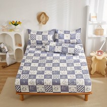라지킹침대 Winter Bed Cover Polyester Fitted Sheet King Queen Size Bedspread All-around Elastic Rubber Ba, [04] 200x220x25cm 1pcs, [14] 14