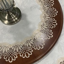 JINGHENG 식탁보 원형 럭셔리 미국식 레이스 빈티지 유럽식 고급 고급감 화이트 식당테이블 천, C08-직경 120cm원형, T02-B42단아 골드