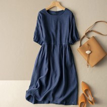 여성 린넨 원피스 빅사이즈 오버핏 a라인 빈티지 캐주얼 여자 봄 여름 가을 반팔 롱원피스 linen dress women JX0791