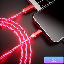 휴대 전화 충전 케이블 LED 라이트 케이블 마이크로 USB 타입 C 충전기 삼성 포코 화웨이 Xiaomi 아이폰 충전 와이어 코드, 04 빨간_05 1m For iPhone