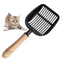 고양이 화장실삽 블랙 원목 손잡이 대형 모래삽 청소 우드삽