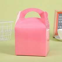 카톤 12pcs 크래프트 종이 케이크 접는 상자 핸들 갈색 컵 케 잌은 스마스 골 판지 패키지 공예 선물 포장, [02] 14x11x12cm, [22] small pink