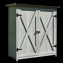 야외 원목 조립식 캐비닛 농막 창고 보관 도구함 정리함, 3칸 + 1