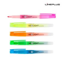 라인플러스 야광펜 네오라이트 4mm 문구 형광펜 형광팬 안번지는 번지지않는 액상 액체, 핑크